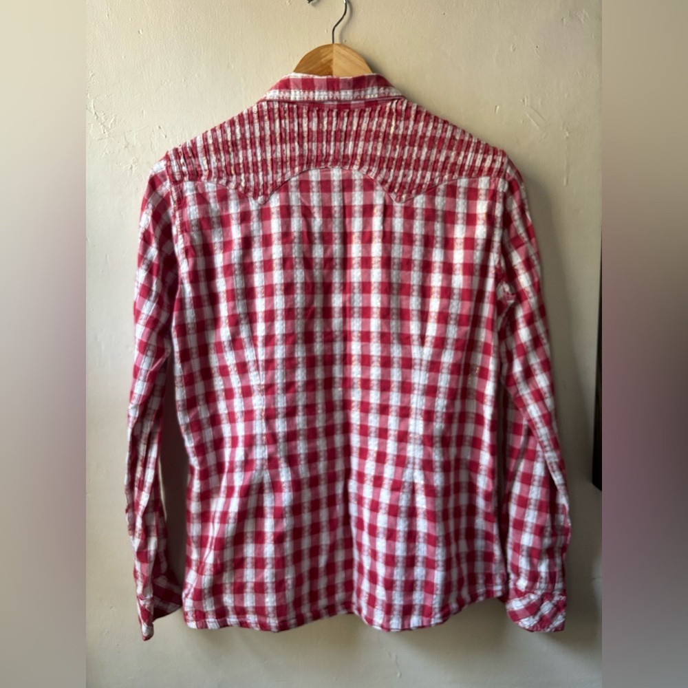 Panhandle Slim Woman’s XL Red Plaid Vintage Western Snap Button Up Shirt - Picture 2 of 6